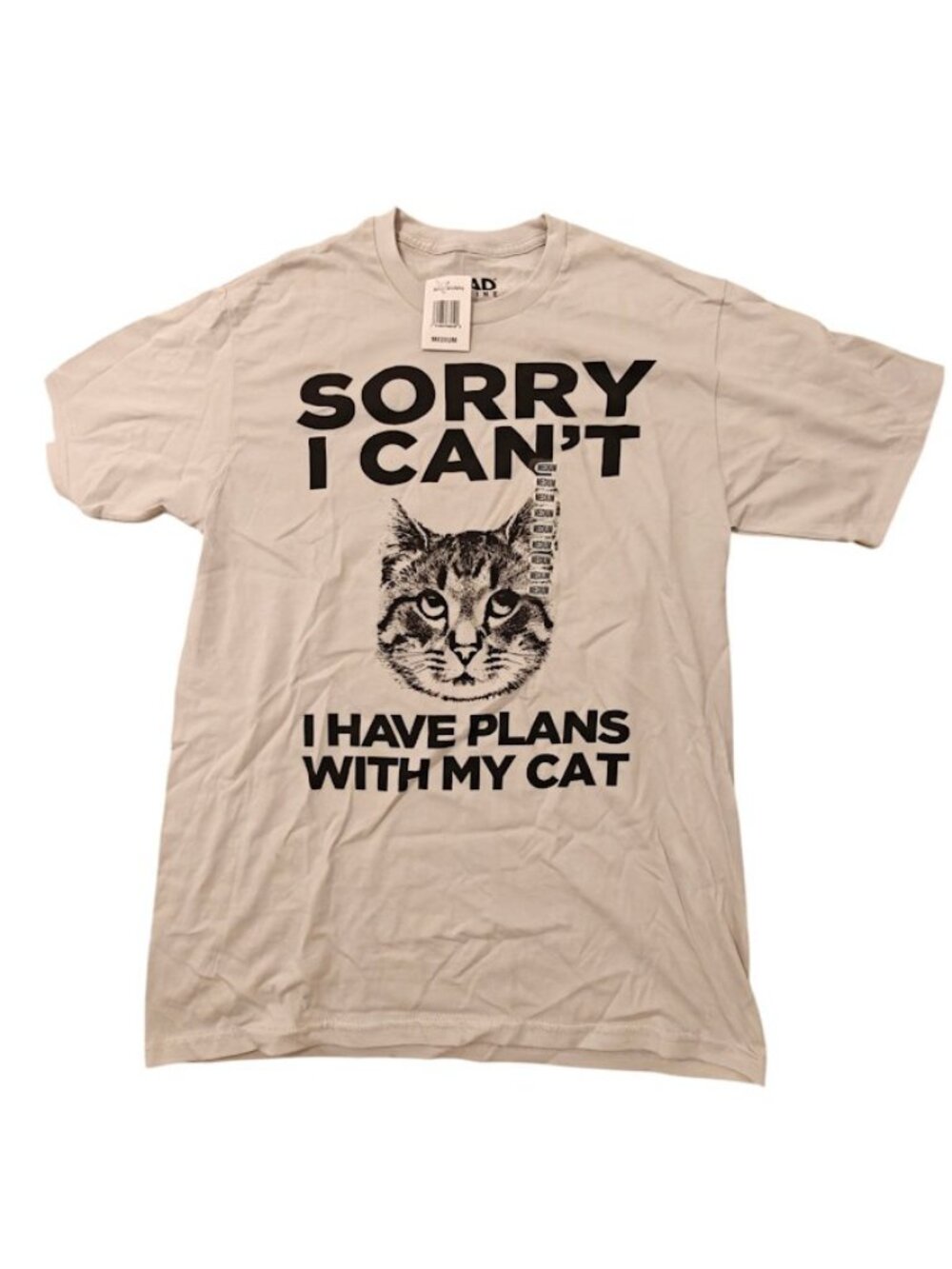 Mad Engine Men's Medium Gray Sorry I Can't I Have Plans With My Cat T-Shirt New